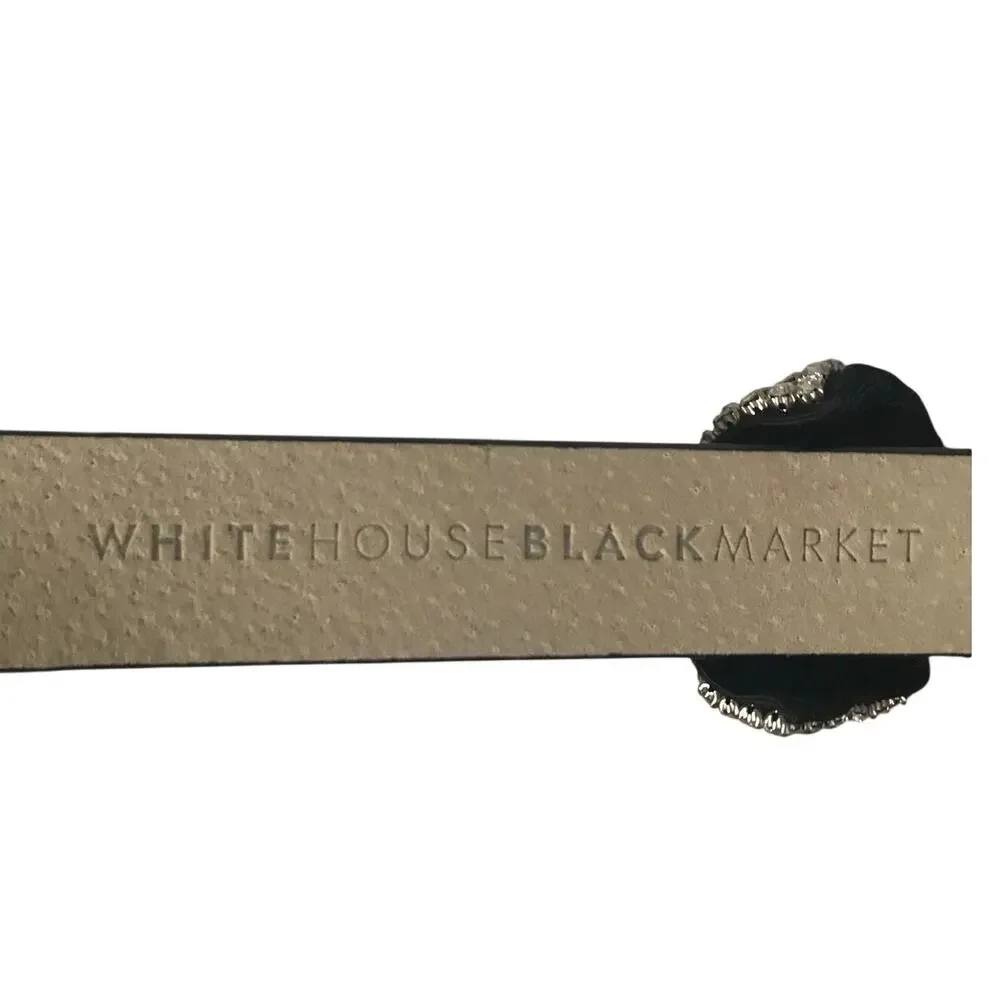 White House Black Market Belt Rhinestone Velvet Glamour Romantic Adjustable